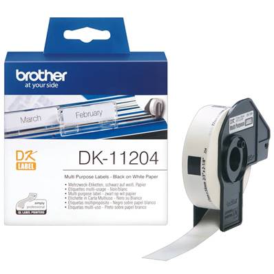 Brother DK11204 - Étiquettes Multi-usage - 54mm de large - Noir/Blanc